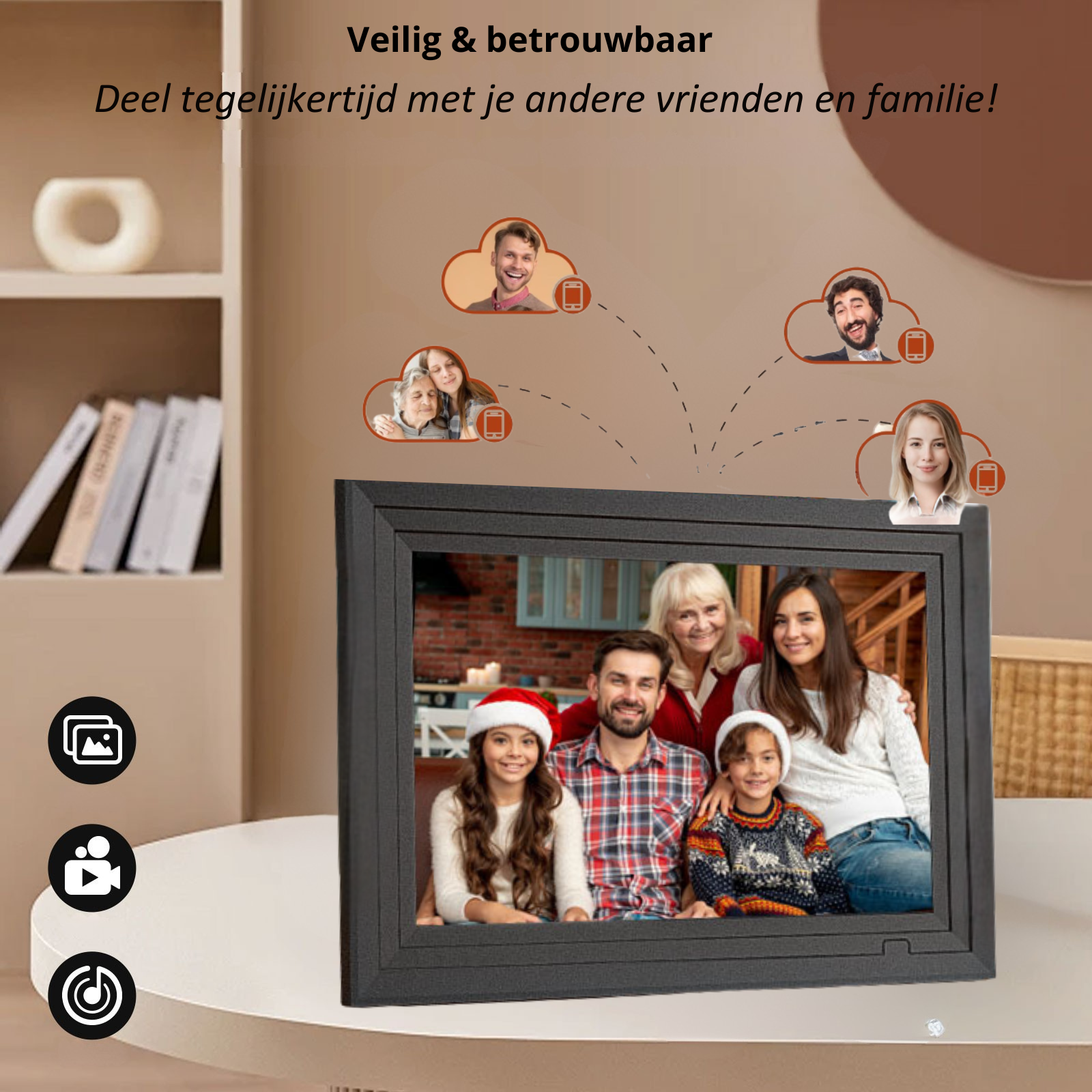 SolutionMarket® digitale Fotolijst 10.1 inch - zwart/wit