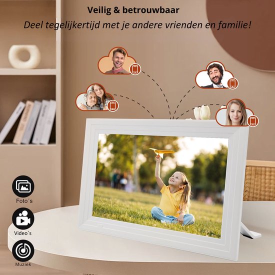 SolutionMarket® digitale Fotolijst 10.1 inch  – Zwart/wit