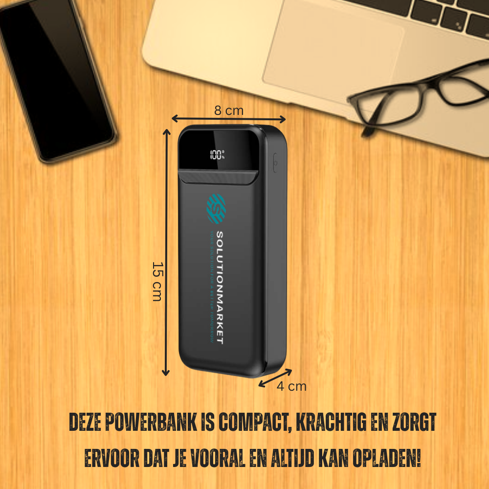 SolutionMarket® Powerbank 20.000 mAh – 22.5W Snellader USB-A/USB-C - Digitale LED display - -Universele Powerbanks Geschikt voor iOS/Android - Zwart