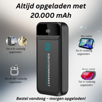 SolutionMarket® Powerbank 20.000 mAh – 22.5W Snellader USB-A/USB-C - Digitale LED display - -Universele Powerbanks Geschikt voor iOS/Android - Zwart